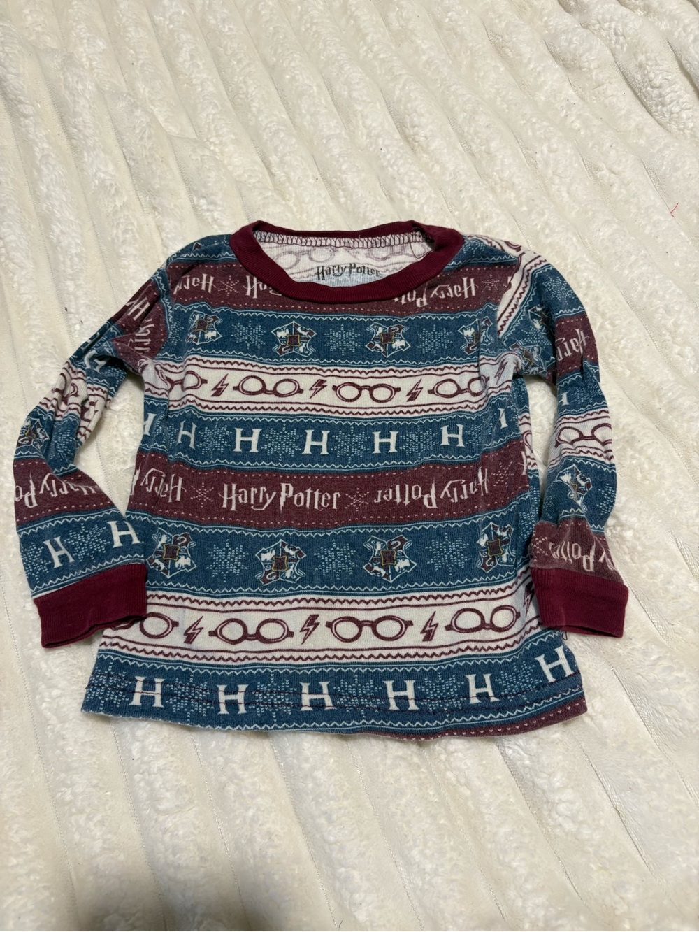 Warner Bros. Kids' Maroon and Teal Harry Potter Patterned Pajama One-Piece - Picture 2 of 3